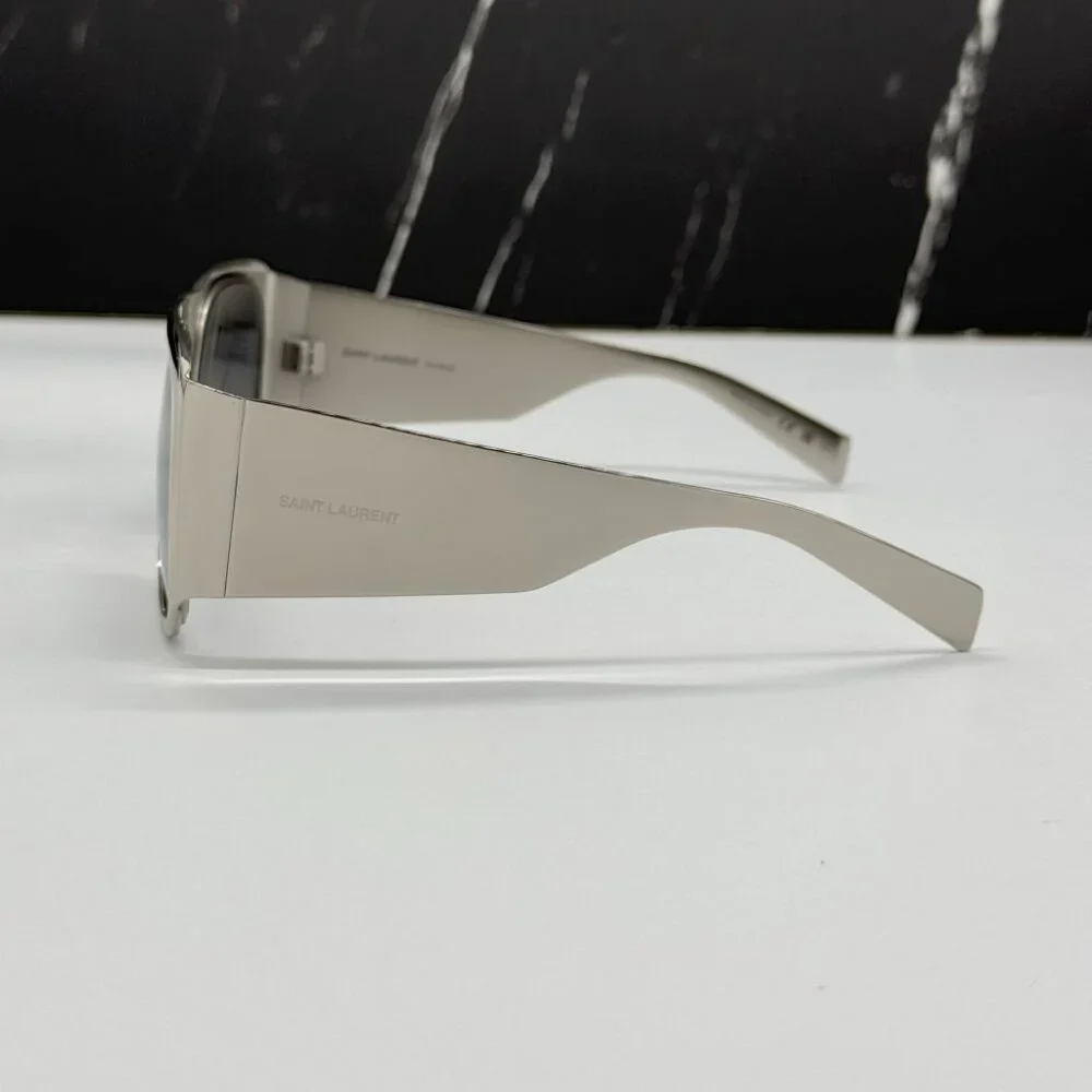 NEW  SL636 002 SAINT LAURENT SUNGLASSES UNISEX SILVER GREY METAL EYEWEAR - Picture 7 of 13